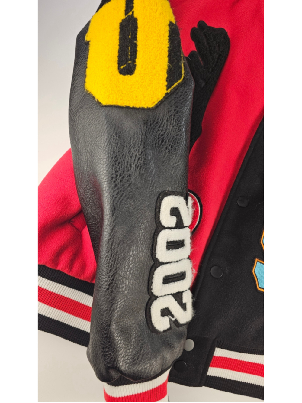 Azalea Wang RUELA-X Varsity Jacket Womens 1X Faux Leather Cropped Y2K Style - Picture 3 of 10